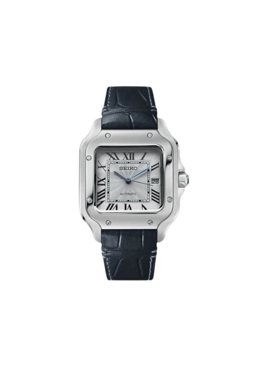 SEIKOSANTOS MOD BLACK RUBBER STRAP WHITE FACE