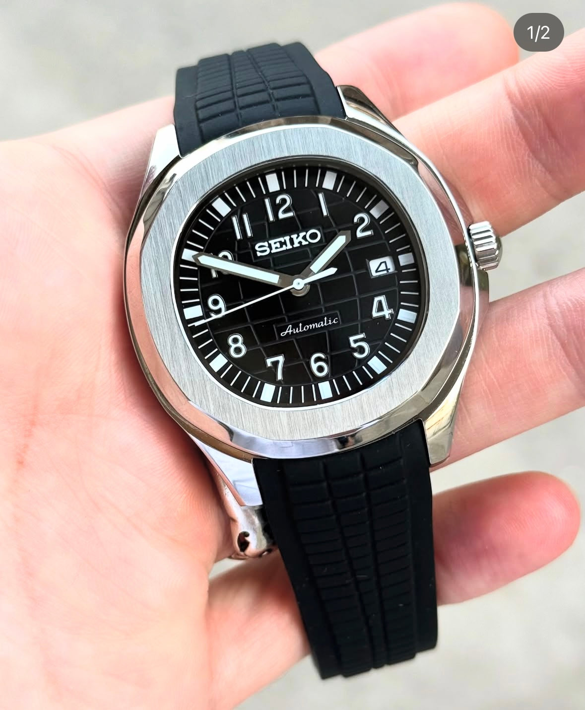 SEIKONAUT CLASSIC BLACK MEN'S MOD WATCH