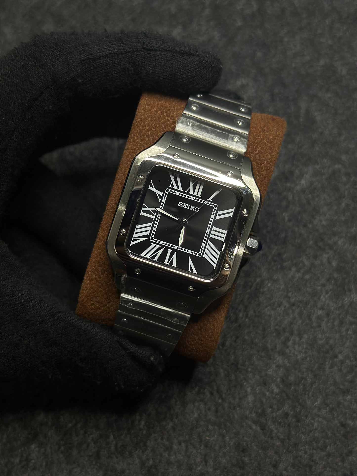 SEIKOSANTOS CLASSIC BLACK MEN'S MOD WATCH