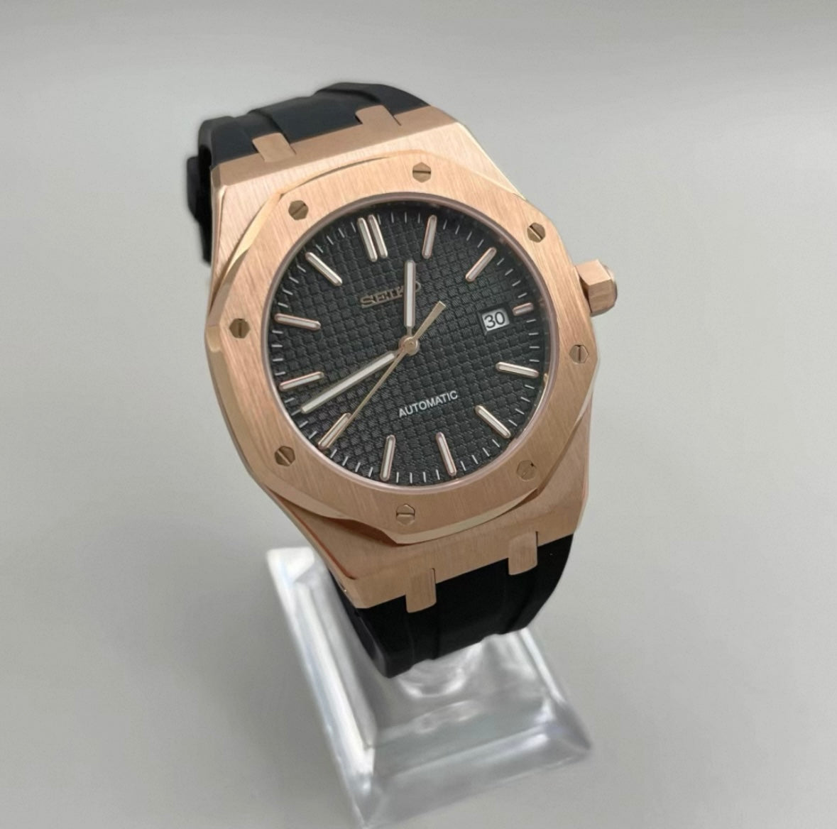 SEIKOAK ROSE GOLD MOD RUBBER STRAP